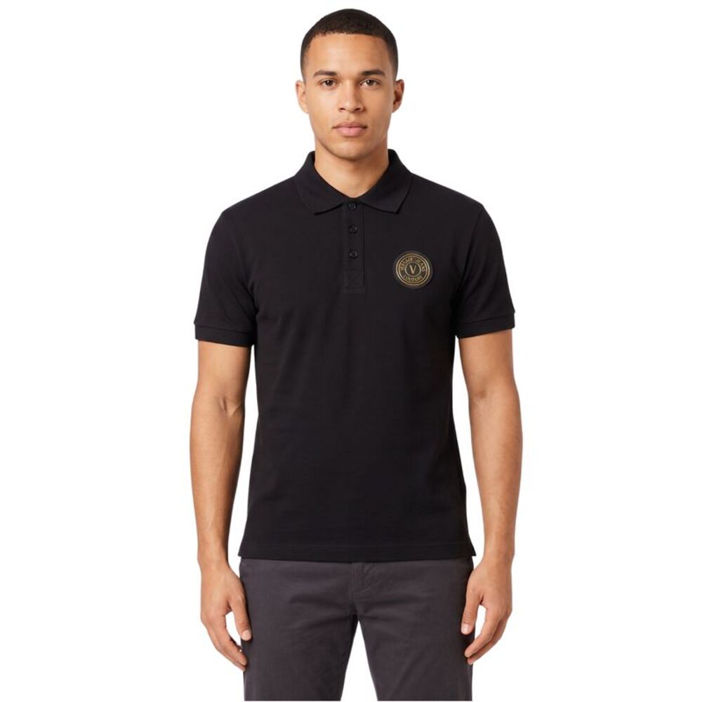 Versace Jeans Couture Black Polo Shirt – Classic Medallion Chest Logo